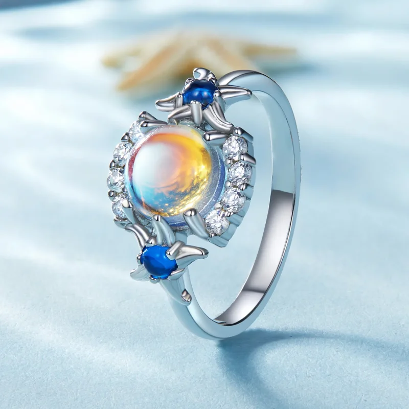 (zdjęcie do) Pandora Style Gradient Moonstone Starfish Ring - BSR446 - Wyświetl 2