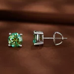 Pandora Style Jednokaratowe Kolczyki Sztyfty z Moissanitem na Czterech Szponach - MSE003-CFL