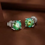 Pandora Style Jednokaratowe Kolczyki Sztyfty z Moissanitem na Czterech Szponach - MSE003-CFL