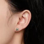 Pandora Style Jednokaratowe Kolczyki Sztyfty z Moissanitem na Czterech Szponach - MSE003-CFL
