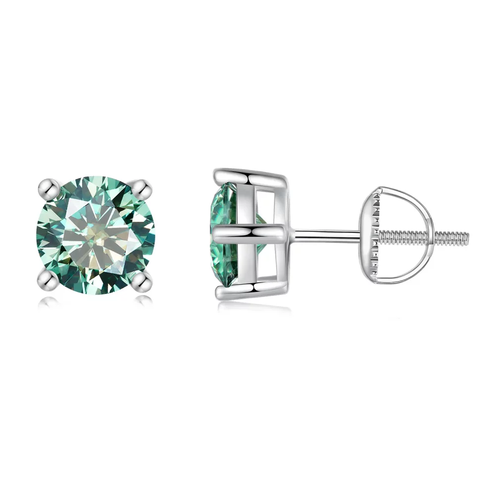 Pandora Style Jednokaratowe Kolczyki Sztyfty z Moissanitem na Czterech Szponach - MSE003-CFL
