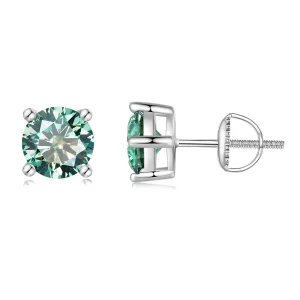 Pandora Style Jednokaratowe Kolczyki Sztyfty z Moissanitem na Czterech Szponach - MSE003-CFL