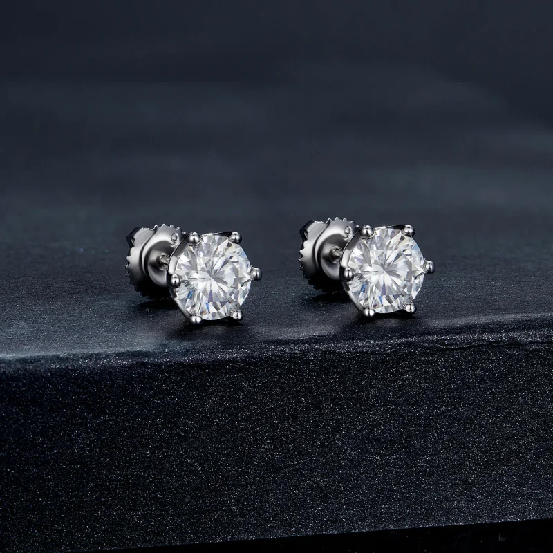 (zdjęcie do) Pandora Style Jednokaratowe Kolczyki Sztyfty z Moissanitem na Czterech Szponach - Wyświetl 2