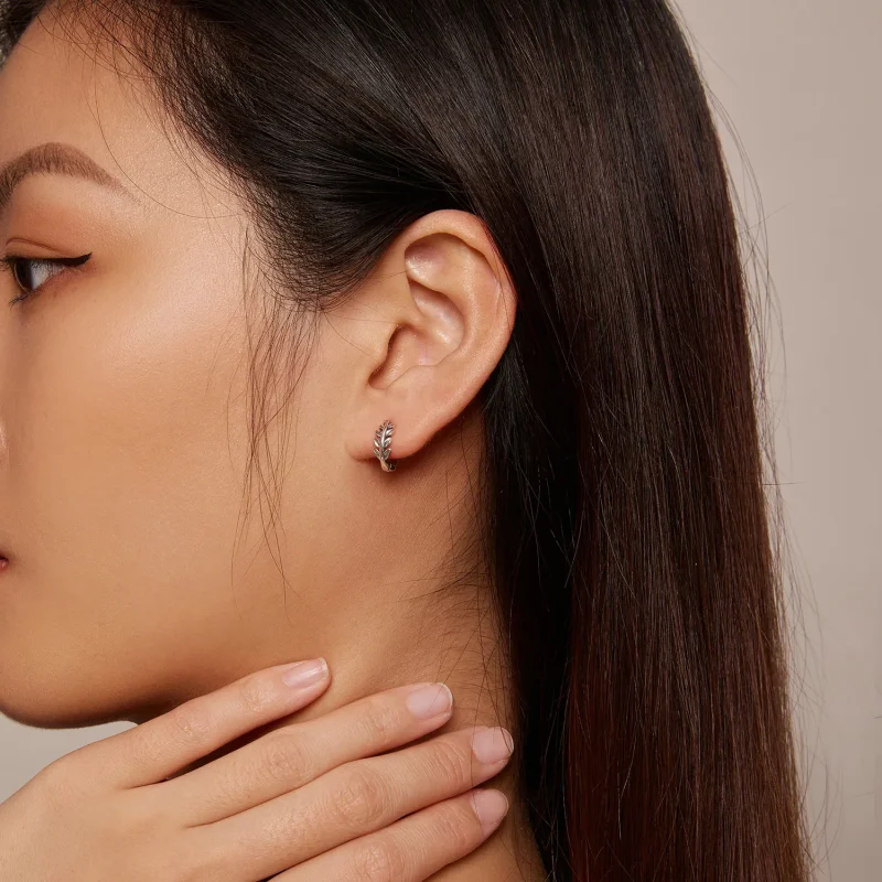 (zdjęcie do) Pandora Style Kolczyki Hoops z Liśćmi - BSE500-A - Wyświetl 6