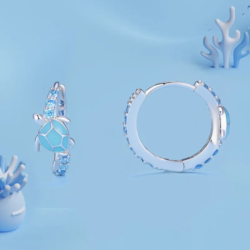 (zdjęcie do) Pandora Style Kolczyki w kształcie żółwia morskiego - SCE1596 - Wyświetl 2