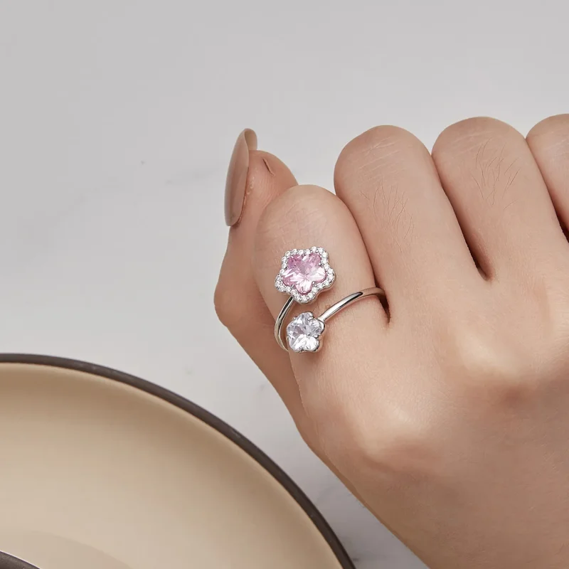 (zdjęcie do) Pandora Style Mały Otwarty Pierścionek Kwiatowy - BSR439 - Wyświetl 6