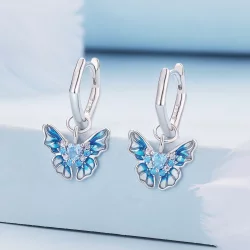 Pandora Style Motylkowe Kolczyki obręcze - BSE845