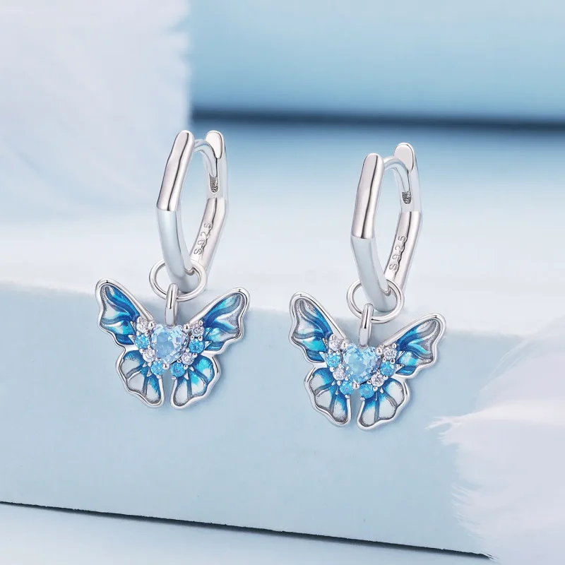 (zdjęcie do) Pandora Style Motylkowe Kolczyki obręcze - BSE845 - Wyświetl 2