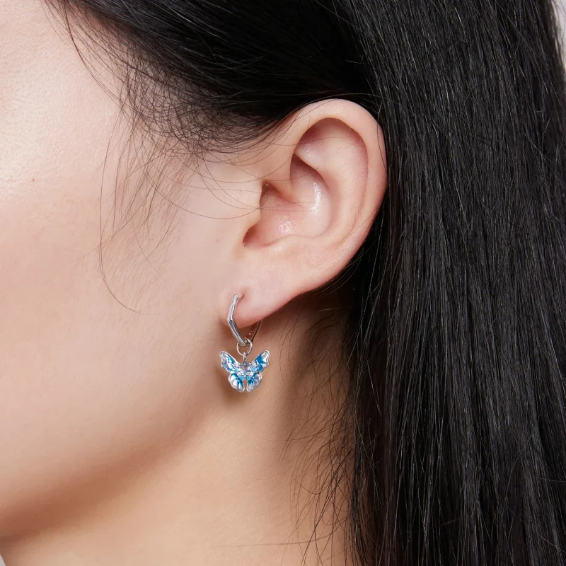 (zdjęcie do) Pandora Style Motylkowe Kolczyki obręcze - BSE845 - Wyświetl 7