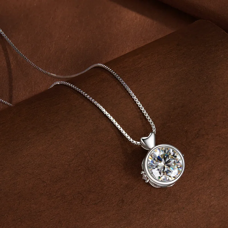 (zdjęcie do) Pandora Style Naszyjnik z 1 karatowym Moissanite - MSN013 - Wyświetl 4