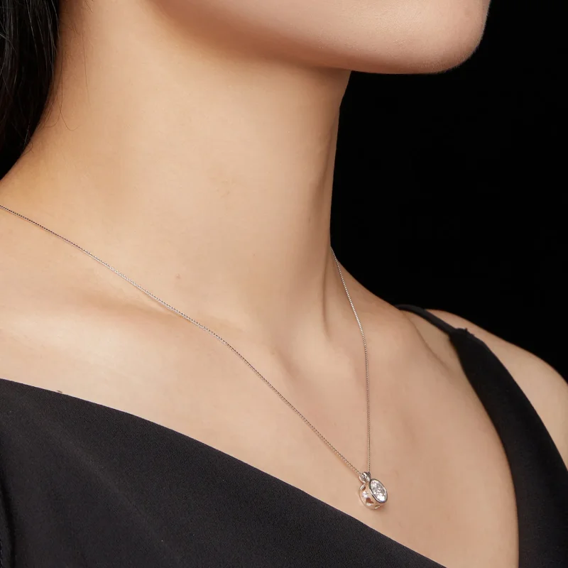 (zdjęcie do) Pandora Style Naszyjnik z 1 karatowym Moissanite - MSN013 - Wyświetl 7