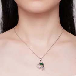 Pandora Style Naszyjnik z Wykwintnym Wężem Oplatającym Serce W Kształcie - BSN327