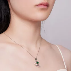 Pandora Style Naszyjnik z Wykwintnym Wężem Oplatającym Serce W Kształcie - BSN327