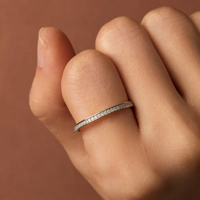 (zdjęcie do) Pandora Style Pave Moissanite Ring - MSR030 - Wyświetl 7
