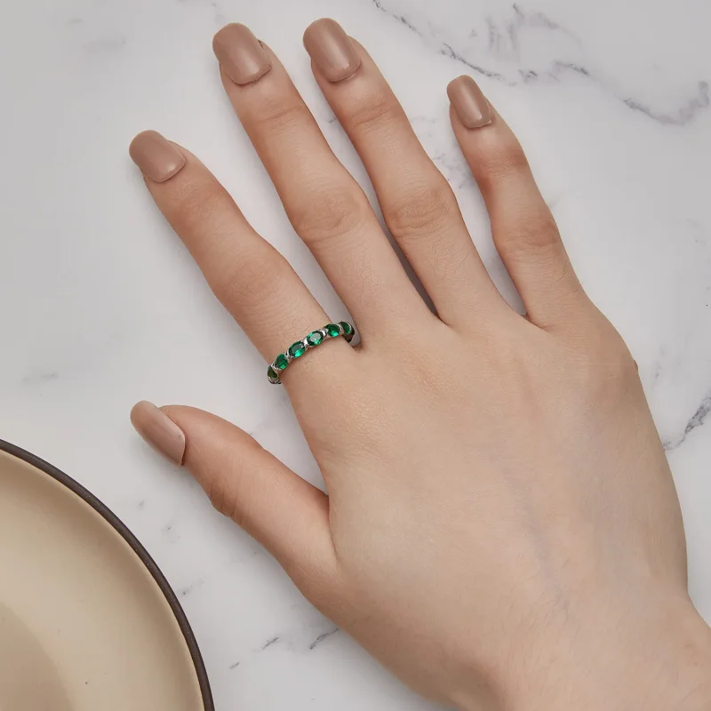 (zdjęcie do) Pandora Style Pełne Pave Zielony Spinell Pierścień - BSR432 - Wyświetl 4