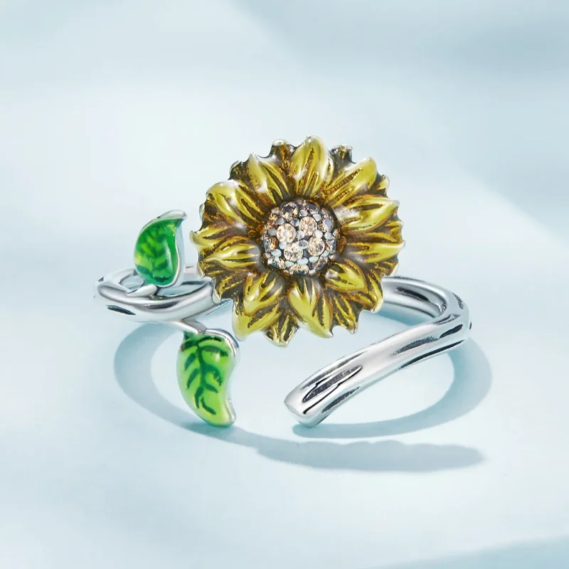 (zdjęcie do) Pandora Style Pierścień z Otwartym Słonecznikiem - SCR934 - Wyświetl 3