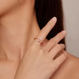 Pandora Style Różowe Złoto Otwarte Pierścionek Na Odległość - SCR623-C