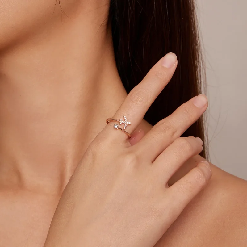 (zdjęcie do) Pandora Style Różowe Złoto Otwarte Pierścionek Na Odległość - SCR623-C - Wyświetl 4