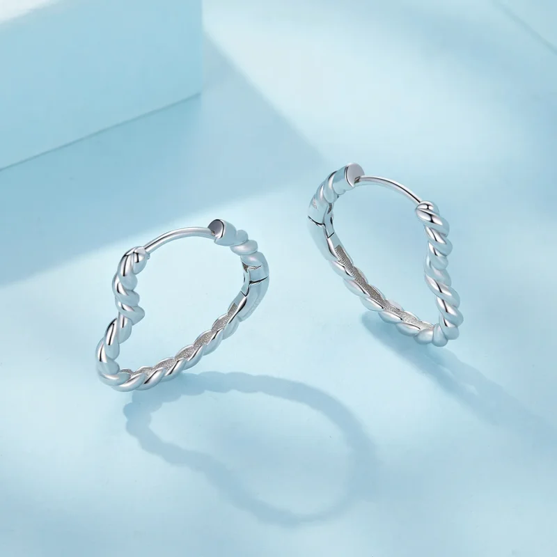(zdjęcie do) Pandora Style Serca Kształt Kolczyki Hoops - SCE1606 - Wyświetl 3