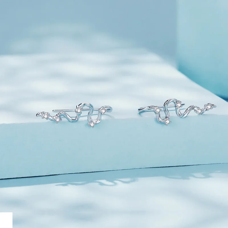 (zdjęcie do) Pandora Style Texture Lines Kolczyki w kształcie szpilek - SCE1599 - Wyświetl 2