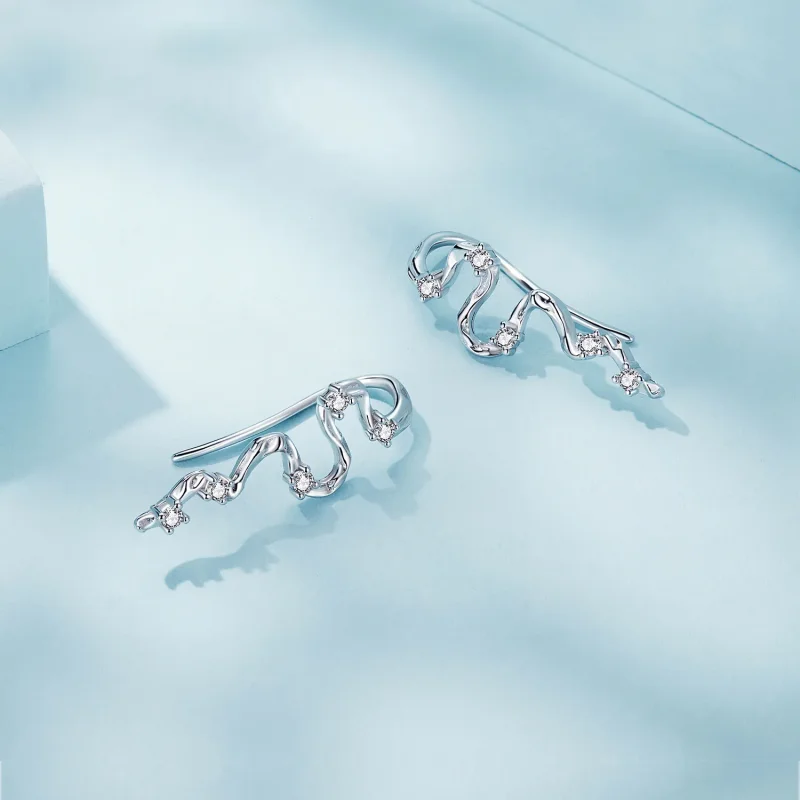 (zdjęcie do) Pandora Style Texture Lines Kolczyki w kształcie szpilek - SCE1599 - Wyświetl 4