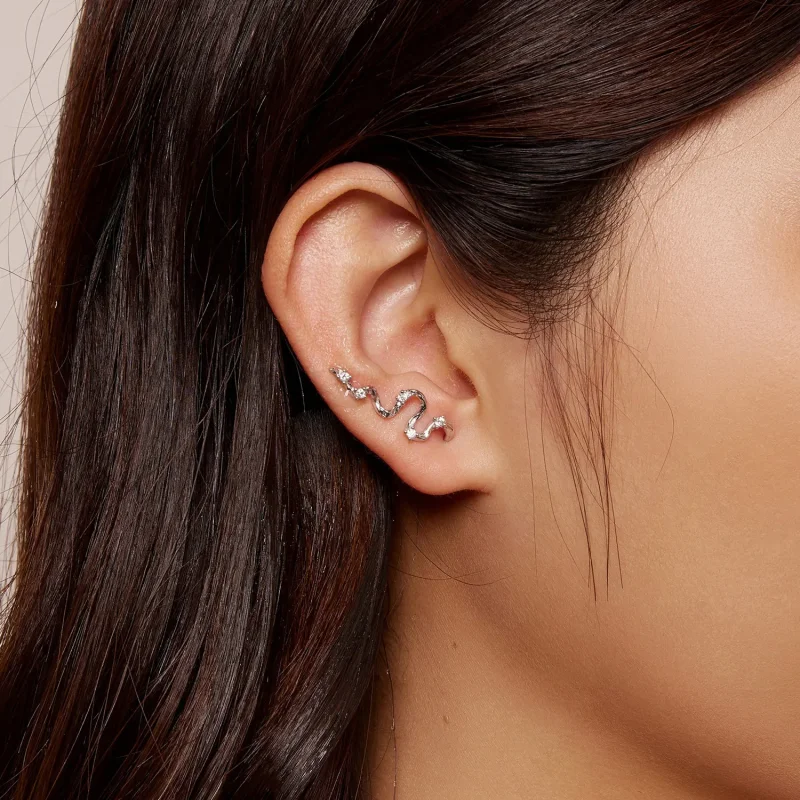 (zdjęcie do) Pandora Style Texture Lines Kolczyki w kształcie szpilek - SCE1599 - Wyświetl 6