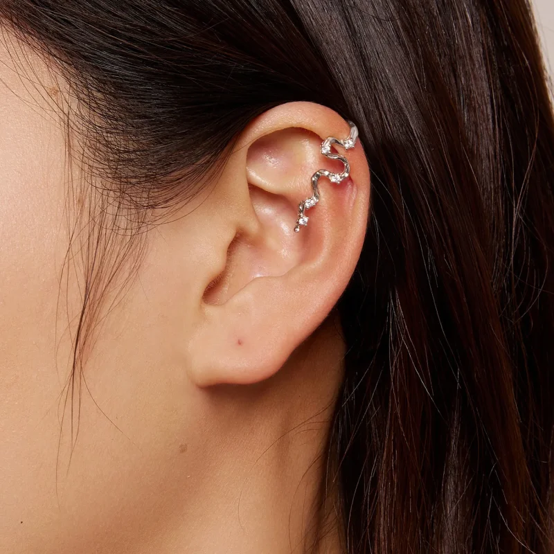 (zdjęcie do) Pandora Style Texture Lines Kolczyki w kształcie szpilek - SCE1599 - Wyświetl 7