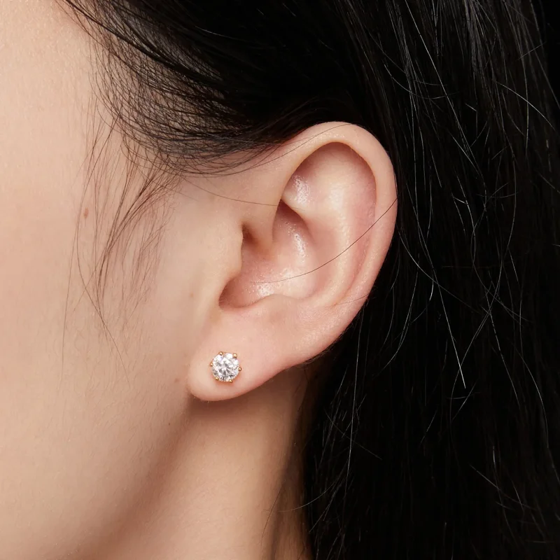 (zdjęcie do) Stud earrings in Pandora stylu, pozłacane złotem, 0,5 karatowego moissanite, sze - Wyświetl 4