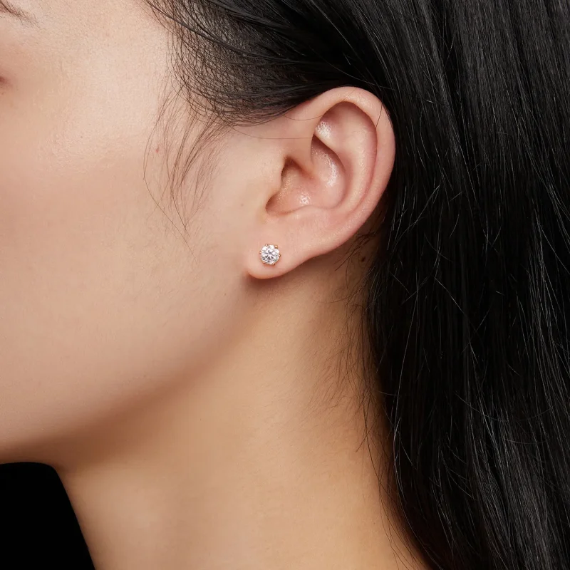 (zdjęcie do) Stud earrings in Pandora stylu, pozłacane złotem, 0,5 karatowego moissanite, sze - Wyświetl 5