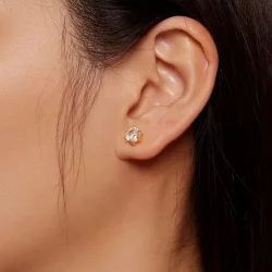 Złote kolczyki Pandora Style z błyszczącymi cyrkoniami - BSE615-6B