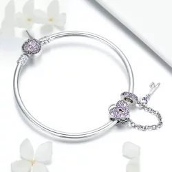 Bransoletka Bangle Typu Pandora Klucz i blokada serca - SCB820