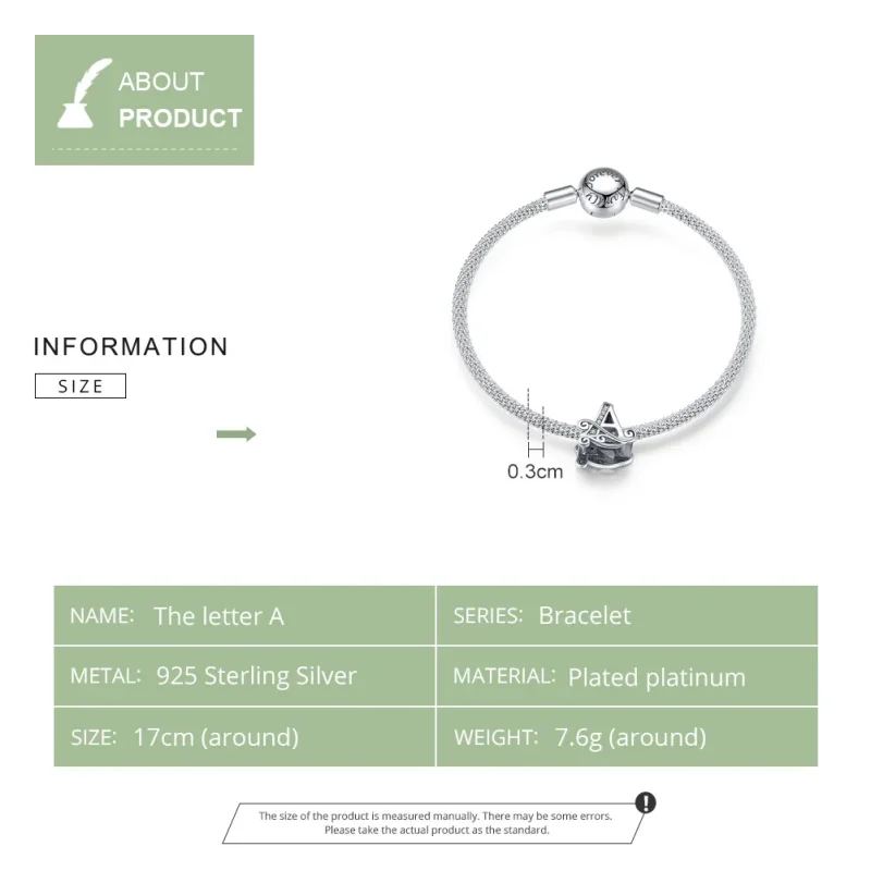 (zdjęcie do) Bransoletka Bangle Typu Pandora Litera A - SCB829 - Wyświetl 5
