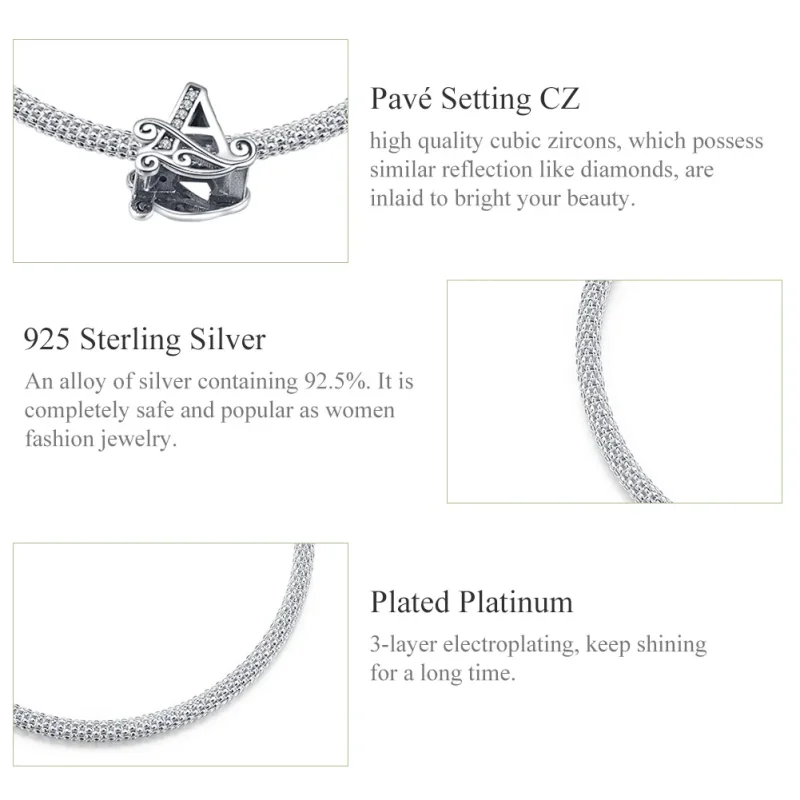 (zdjęcie do) Bransoletka Bangle Typu Pandora Litera A - SCB829 - Wyświetl 6
