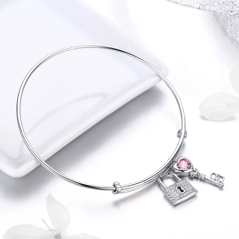 (zdjęcie do) Bransoletka Bangle Typu Pandora Miłość Blokada - SCB127 - Wyświetl 4