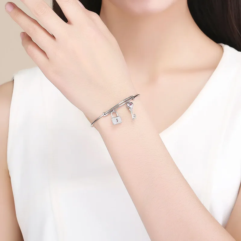 (zdjęcie do) Bransoletka Bangle Typu Pandora Miłość Blokada - SCB127 - Wyświetl 5