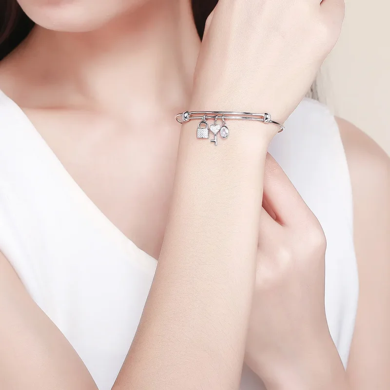 (zdjęcie do) Bransoletka Bangle Typu Pandora Piękna obietnica - SCB119 - Wyświetl 5
