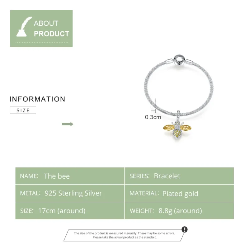 (zdjęcie do) Bransoletka Bangle Typu Pandora pszczoła - SCB830 - Wyświetl 5