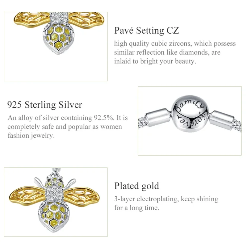 (zdjęcie do) Bransoletka Bangle Typu Pandora pszczoła - SCB830 - Wyświetl 6