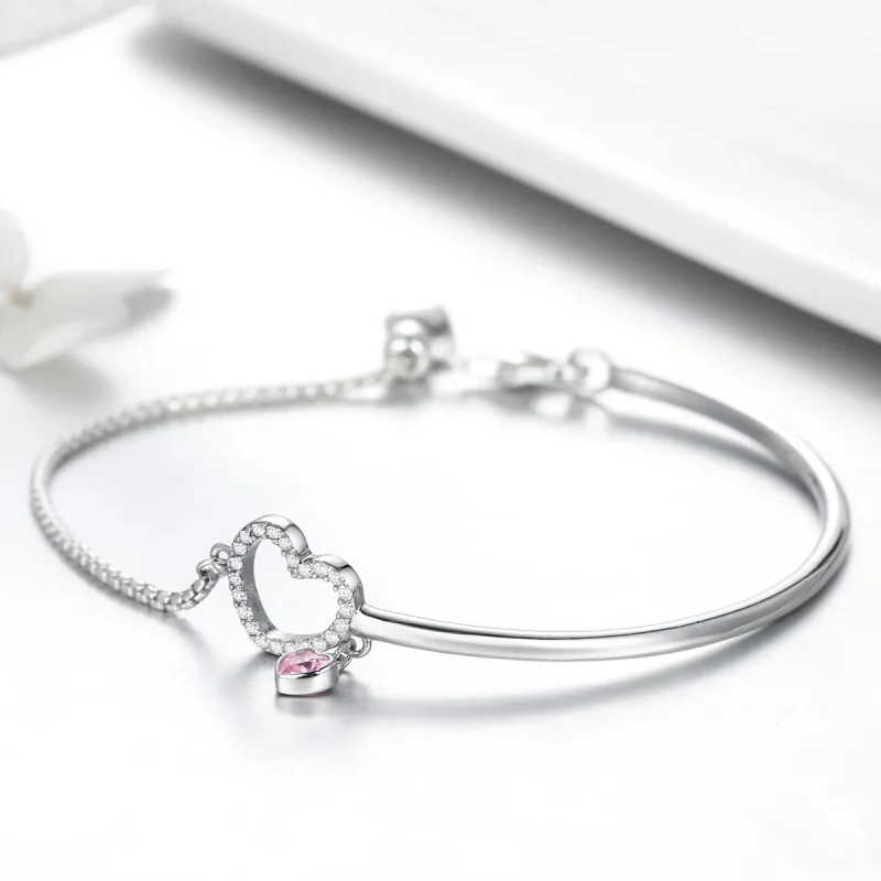 (zdjęcie do) Bransoletka Bangle Typu Pandora Serce Pani - SCB117 - Wyświetl 4