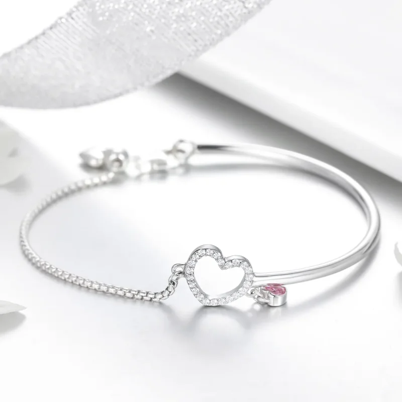 (zdjęcie do) Bransoletka Bangle Typu Pandora Serce Pani - SCB117 - Wyświetl 5