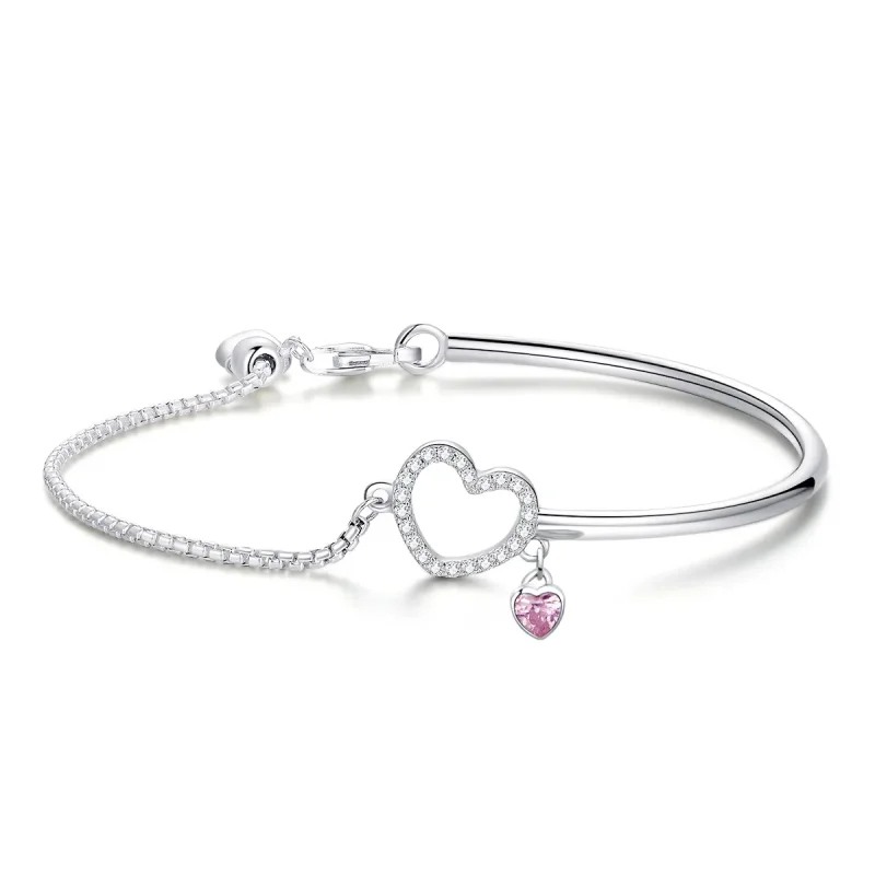 (zdjęcie do) Bransoletka Bangle Typu Pandora Serce Pani - SCB117