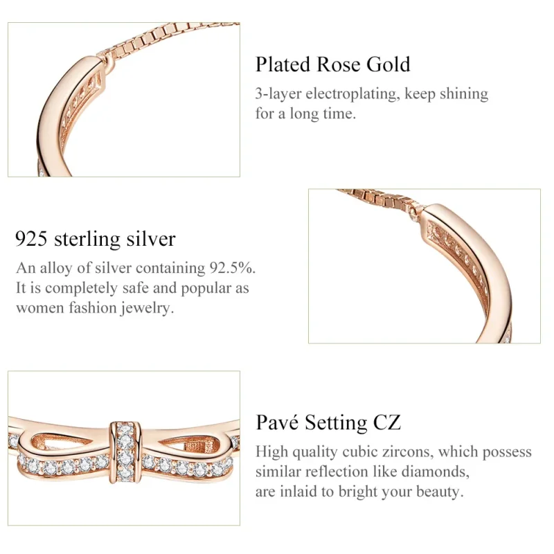 (zdjęcie do) Bransoletka Bangle Typu Pandora Słodka kokardka - SCB108-C - Wyświetl 6