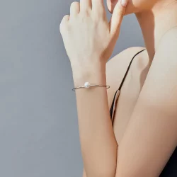 Otwarta bransoletka bangle Cicha perła - SCB168