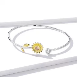 Otwarta bransoletka bangle Dwutonową Świeża stokrotka - BSB045