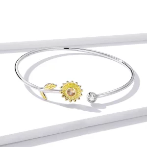 Otwarta bransoletka bangle Dwutonową Świeża stokrotka - BSB045
