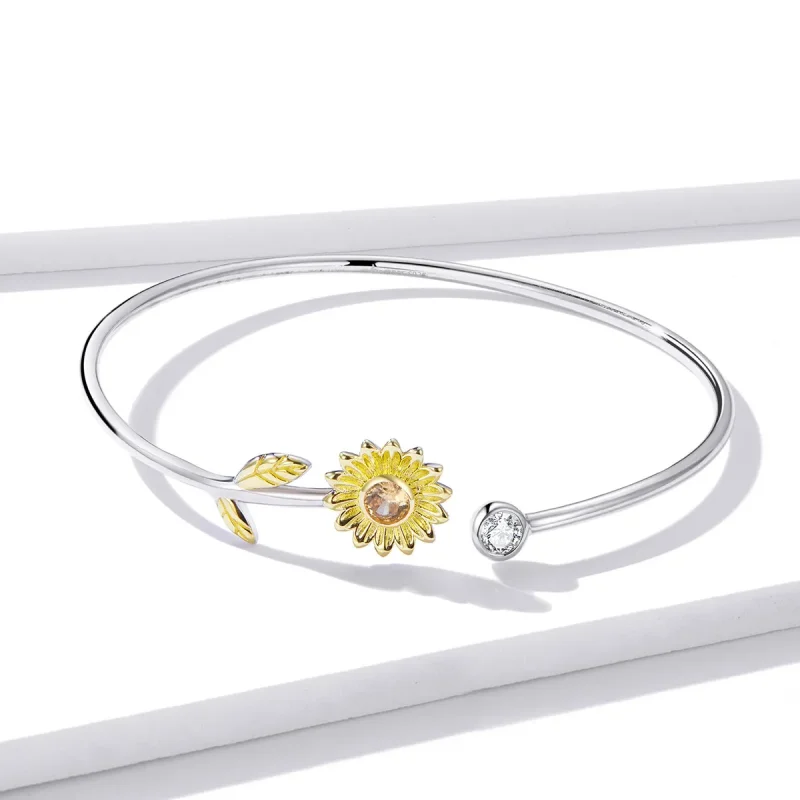 (zdjęcie do) Otwarta bransoletka bangle Dwutonową Świeża stokrotka - BSB045 - Wyświetl 2