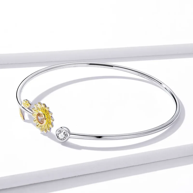 (zdjęcie do) Otwarta bransoletka bangle Dwutonową Świeża stokrotka - BSB045 - Wyświetl 3