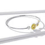 Otwarta bransoletka bangle Dwutonową Świeża stokrotka - BSB045