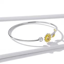 Otwarta bransoletka bangle Dwutonową Świeża stokrotka - BSB045
