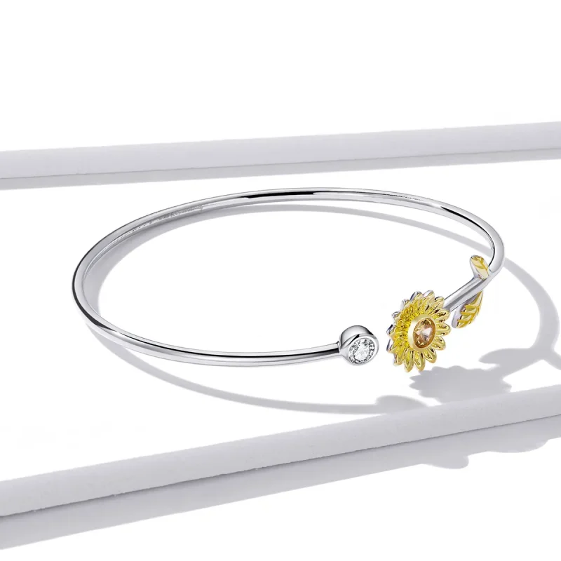 (zdjęcie do) Otwarta bransoletka bangle Dwutonową Świeża stokrotka - BSB045 - Wyświetl 4